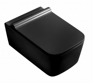CZARNA MISA WC RIMLESS  +DESKA DUROPLAST SLIM