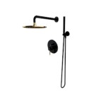 DESZCZOWNICA 25 cm z baterią wannową podtynkową , CZARNY /ZŁOTY