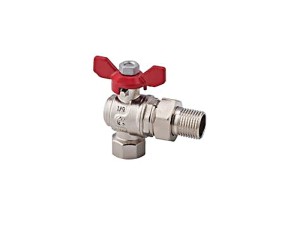 Zawór wodny kulowy kątowy z półśrubunkiem, 3/4'' x 1'' x 3/4'' GW/GZ 30PN