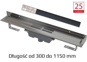 Odpływ podłogowy + Ruszt do wypełnienia płytką - od 300 do 1150 mm