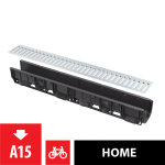 Odwodnienie zewnętrzne 100 mm + obramowanie, ocynkowany ruszt profil „T“, A15 