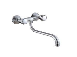 Bateria zlewozmywakowa z kurkami ścienna, wylewka 25 cm, typ S