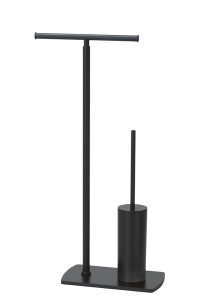 Stojak ze szczotką WC oraz uchwytem na papier czarny mat LOFT 64 cm