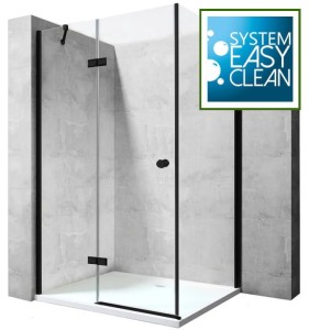 KABINA NATRYSKOWA 100x100 cm/8 mm, CZARNY MAT PROFIL +ZAWIASY       