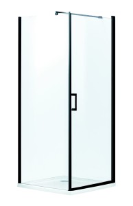 LOFT KABINA NATRYSKOWA 90x90x190 cm/5mm+brodzik SLIM 5,5 cm ,czarne profile LAGOS