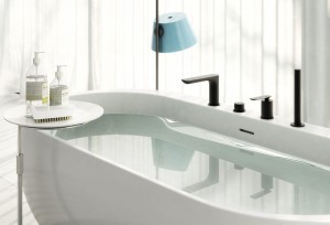 BATERIA WANNOWA 4 OTWOROWA +WĄŻ 1,2 m,CZARNY MAT
