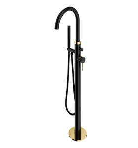 Bateria wannowa/wolnostojąca 112 cm prysznic 1-funkcyjny,CZARNY/ZŁOTY