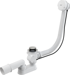 SYFON WANNOWY 80 cm  Ø 52 mm  Z PRZELEWEM KOREK AUTOMATYCZNY, BIAŁY POŁYSK 