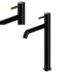 Bateria umywalkowa wysoka 30,5 cm CZARNY/ZŁOTY, 10 LAT GWARANCJI 