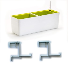 Haki + Skrzynka balkonowa 11L Samonawadniająca 60cm Biała BREBERIS