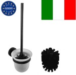  Szczotka WC naścienna, pojemnik mleczne szkło/czarny +zapas ,X-ROUND