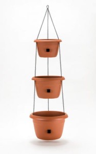 Doniczki samonawadniające z metalowym łańcuchem 3 szt. :25, 30 ,35 /112 cm , terakota