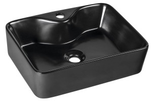 Umywalka ceramiczna nablatowa 48x13,5x37 cm, CZARNY MAT BALENA 