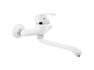 BATERIA ZLEWOZMYWAKOWA ŚCIENNA długość wylewki 25 cm, BIAŁY/CHROM