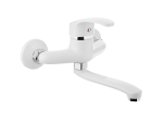 BATERIA ZLEWOZMYWAKOWA ŚCIENNA długość wylewki 15,5 cm, BIAŁY/CHROM 