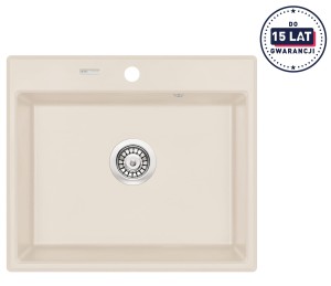 Zlewozmywak granitowy 60x52 cm 1-kom. wpuszczany+Syfon spacesaver , BEŻ