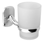 Kubek na szczoteczki, kosmetyki RUMBA mleczne szkło chrom 