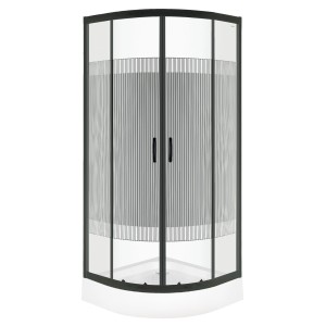 Kabina natryskowa 80x80x195 cm/5 mm czarne pasy z brodzikiem,Xenia Duo Black