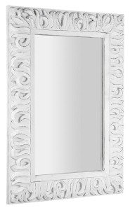 Lustro w ramie 70x100x14 cm w ręcznie rzeźbionej drewnianej ramie białe postarzane