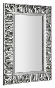 Lustro w ramie 70x100x14 cm w ręcznie rzeźbionej drewnianej ramie srebrne postarzane 