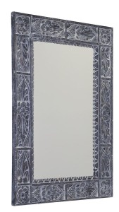 Lustro w ramie 70x100x13 cm w ręcznie rzeźbionej drewnianej ramie szaro-biała patyna