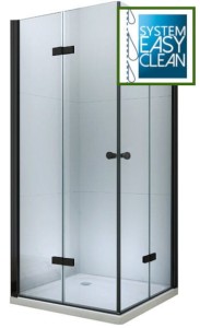 KABINA PRYSZNICOWA LOFT SKŁADANA 80x90x195 cm/6 mm  CZARNE PROFILE       