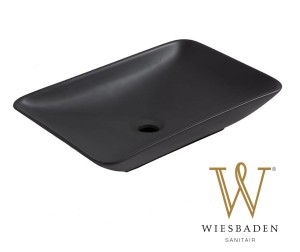 Umywalka nablatowa ceramiczna 58 x 36 x 11,5 cm czarny mat KARE