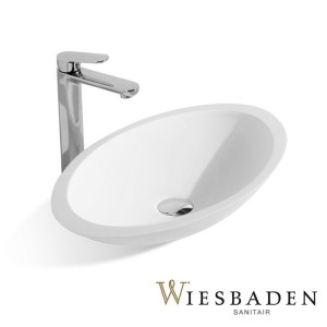 Umywalka nablatowa 59x35 cm KIM Solid Surface, biała