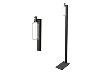 STOJAK 15x114x 26 cm + BUTELKA NA PŁYN 0,75 L DO DEZYNFEKCJI , CZARNY MAT 
