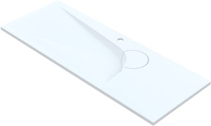 Umywalka 120x50 cm wpuszczane w blat  z możliwością otworu na baterię,  Boomerang 