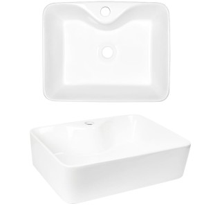 Umywalka nablatowa 46,5xx37x13,5 cm  z otworem na baterię, bez przelewu BIAŁA