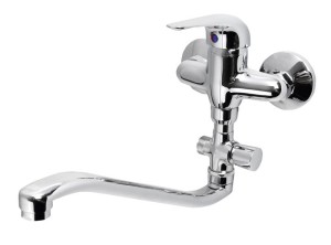 Naścienna bateria wannowa do łazienek AQUALINE 35, rozstaw 100 mm, chrom