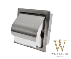Wbudowany uchwyt na papier toaletowy z pokrywą, ze stali nierdzewnej