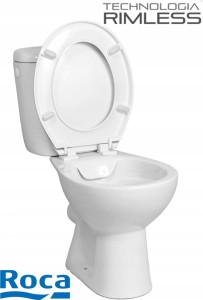 KOMPAKT WC RIMLESS +DESKA WOLNOOPADAJĄCA ROCA MADALENA,  Odpływ wody: poziomy