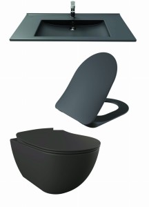 Antracytowy zestaw ceramiki Miska WC podwieszana 352x340x510 mm z deską soft close+Umywalka 100x45 cm  Creavit