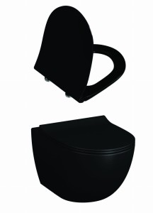Zestaw Miska WC wisząca Vitra Sento 54×36,5 cm czarny mat + Deska wolnoopadająca WC Vitra Sento czarny mat 