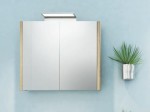 Szafka z lustrem, daszkiem i podświetleniem LED WAVE IP44,  SERENA dąb Bardolino szary