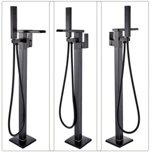 Bateria wannowo-prysznicowa stojąca 84cm czarny mat