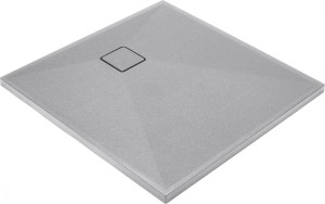 Brodzik kwadratowy  90x90x3,5 cm granit niski, szary metalik