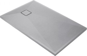 Brodzik prostokątny 80x120x3,5 cm granit niski, szary metalik 