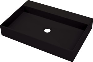 Umywalka 60x40x10 cm nablatowa granit, czarny matowy