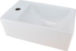 Umywalka mała ceramiczna prostokątna 30,5x18cm XXS RHEA, biała lewa