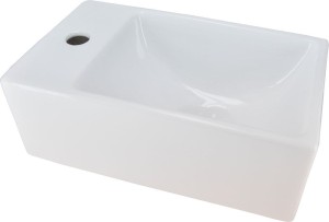 Umywalka mała ceramiczna prostokątna 30,5x18cm XXS RHEA, biała lewa
