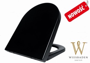 Deska WC wolnoopadająca Premium 52 cm  VESTA Soft Close, czarna matowa