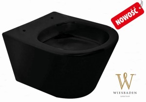 Miska WC wisząca Premium  VESTA Rimless 52 cm bez deski, matowa czerń