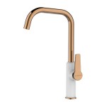 BATERIA ZLEWOZMYWAKOWA 37,9 cm  STOJĄCA , biały/różowe złoto