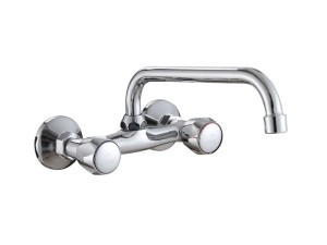 Bateria zlewozmywakowa z kurkami ścienna, wylewka 25 cm, typ C
