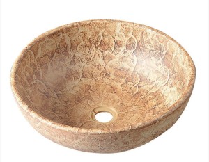 Umywalka ceramiczna 42x15 cm  z wzorem/brązowa