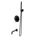 ZESTAW :bateria wannowa podtynkowa+wylewka+wąż i słuchawka , CZARNY /ZŁOTY 