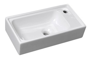 Mała umywalka  nablatowa/podwieszana 50x25x12 cm z otworem na baterię, biała